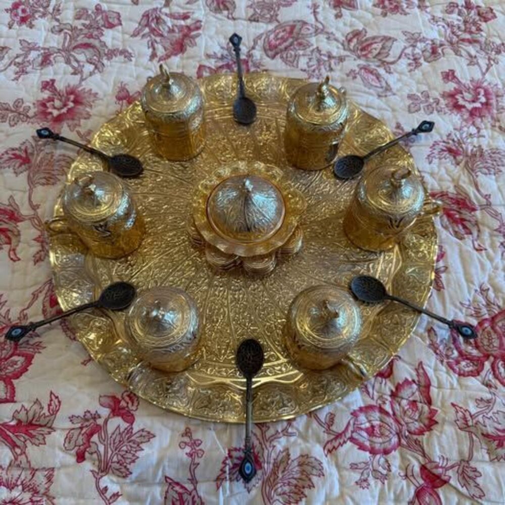 Porland Premium Gilded Gold Plate SENA Tea Set for 6 - Turkey (Rare)